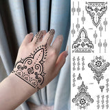 Lianfudai Black Henna Tattoo Stickers for Hands Temporary Tattoos Body Lace Tatoo Temporari Waterproof Fake Tattoo for Women Hena Tatoo