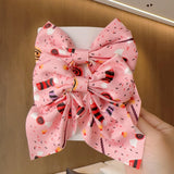 Lianfudai 2PC Spring Summer Women Kids New Floral Printed Bows Hair Clip Fresh Cute Hair Pins Barrettes Headwear Girls Hair Accessories