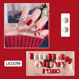 Lianfudai 24p Artifical Fake Nails Full Coverage False Nails White Clouds French Long Wearing Reusable Nail Coffin Ballerina Press on Nail