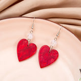 Lianfudai New Fashion Irregular Watermarks Acrylic Heart Earrings For Women Aesthetic Romantic Lightweight Jewelry Cute Valentine Day Gift