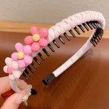 Lianfudai New Girl Headband Cute Love Heart Flower Toothed Hairbands Children Kids Lovely Hair Decorate Hair Hoops Fashion Hair Accessorie