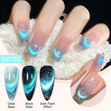 Lianfudai 7ml Cat Magnetic Gel Nail Polish Semi Permanent Dynamic Glitter Reflective Nail Gel Soak Off UV Gel Nail Art Varnish