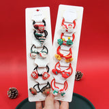 Lianfudai 10Pcs/Set Girl Sweet Christmas Hair Ties Elastic Rubber Band Kids Cartoon Hair Band Santa Claus Scrunchies Hair Accessories Gift