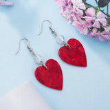 Lianfudai New Fashion Irregular Watermarks Acrylic Heart Earrings For Women Aesthetic Romantic Lightweight Jewelry Cute Valentine Day Gift