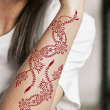 Lianfudai Maroon Henna Stickers for Hands Waterproof Temporary Henna Tattoos for Women Fake Tattoo Brown Henna Decorations Wedding