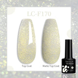 Lianfudai 7ML Aurora Top Coat Sparking Gel Nail Polish Semi Permanent UV Gel 2 In 1 Function Top Coat UV LED Nail Art Gel Varnish