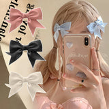 Lianfudai 2pcs Satin Bow Hair Clips for JK Girls Kawii Barrettes Cute Hair Accessoires Kids Black White Ribbon Woman Hairpins Hairgrip