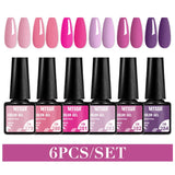 Lianfudai 6PCS/Set Nude Color Gel Nail Polish Set 150 Colors Glitter Semi Permanent UV Led Gel Varnish Soak Off Nail Gel Art Design