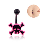 Lianfudai Skull Pink Rose Ombligo Piercing Punk Black Belly Button Ring Short Ghost Umbilical Navel Rings Body Piercing Jewelry