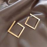 Lianfudai Minimalist Square Earrings Irregular Stud Earrings New Exaggerated Cold Wind Fashion Earring for Women Opening Accessories