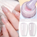 Lianfudai  Jelly Nude Gel Nail Polish 10ml Light Pink Peach Translucent Color UV Light Cure Gel Varnish Nail Art DIY at Home