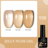 Lianfudai 7ml Translucent Jelly Amber Gel Nail Polish Brown Coloured Varnish Gel Long Lasting Semi Permanent UV Nail Art Manicure