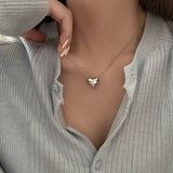 Lianfudai Gothic Heart Love Pendant Necklace for Women 2024 Korean Fashion Vintage Party Jewelry Birthday Gift Kpop One Piece Chain Choker