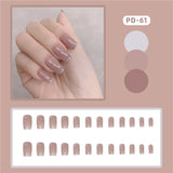 Lianfudai 24p Artifical Fake Nails Full Coverage False Nails White Clouds French Long Wearing Reusable Nail Coffin Ballerina Press on Nail