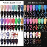 Lianfudai 5ML Colorful Reflective Glitter Liner Gel Polish Sparkling Painting Nail Polish Semi Permanent UV Gel Lines French Nail