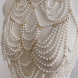 Lianfudai Pearl Body Chain Jewelry totally hand-made Bra fringed For Women Bridal Wedding Dress Beach Nightclub Pearl Waist chain