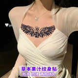 Lianfudai Herbal NO.1 Wings Letter Tatoo Sticker Lasting Fake Tattoo for Woman Man Chest Art Punk Faux Temporary Tatoo Waterproof Tatuajes