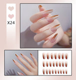 Lianfudai 24Pcs French With Drill Short Fake Nails Press On Nail Tips Artificial Full Cover Cute Bow Wearing False Nails Art Free Shipping