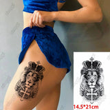 Lianfudai Animal God Cross Lion Waterproof Temporary Tattoo Sticker Jesus Crown Flash Tattoos Women Thorns Body Art Arm Fake Tatoo Men