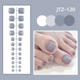 Lianfudai 24P Acrylic Toenails Tips Bright Faced Press On Nails Art Removable Fake Toenails With Glue Full Cover Artificial Toe False Nail