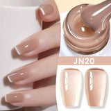 Lianfudai  Jelly Nude Gel Nail Polish 10ml Light Pink Peach Translucent Color UV Light Cure Gel Varnish Nail Art DIY at Home