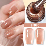 Lianfudai  Jelly Nude Gel Nail Polish 10ml Light Pink Peach Translucent Color UV Light Cure Gel Varnish Nail Art DIY at Home