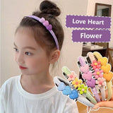 Lianfudai New Girl Headband Cute Love Heart Flower Toothed Hairbands Children Kids Lovely Hair Decorate Hair Hoops Fashion Hair Accessorie