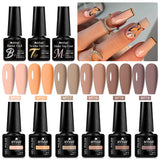 Lianfudai 6Pcs/Set Nude Color Gel Nail Polish Set Kit Spring 6 Colors UV LED Nail Art Gel Vernis Semi Permanent Base Top Coat