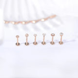 Lianfudai ZS 1PC 16G Rose Gold Plated Helix Piercing Earring Zircon Lip Stud Star Moon Labret Piercing Jewelry Crystal Lip Body Jewelry