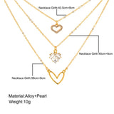 Lianfudai Crystal Zircon Heart Star Charm Layered Pendant Necklace Set for Women Charms Fashion Square Rhinestone Female Vintage Jewelry