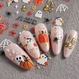 Lianfudai 5D Embossed Ghost Nail Art Stickers Halloween Cartoon Pumpkin Skull Nail Decals Spider Web Daisy Sliders For Manicure NTJI-5D131