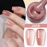 Lianfudai  Jelly Nude Gel Nail Polish 10ml Light Pink Peach Translucent Color UV Light Cure Gel Varnish Nail Art DIY at Home