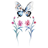 Lianfudai Flower Butterfly Temporary Tattoos Stickers Hand Body Art Waterproof Fake Tattoos Black Rose Women Girls Water Transfer Tattoo