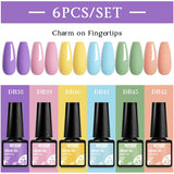 Lianfudai 6PCS/Set Nude Color Gel Nail Polish Set 150 Colors Glitter Semi Permanent UV Led Gel Varnish Soak Off Nail Gel Art Design