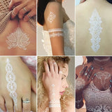 Lianfudai Sexy Mandala Henna Tattoo White Lace Jewelry Indian Hand Temporary Tattoo Sticker Waterproof Tatoo for Bride Wedding Body Art