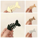 Lianfudai Korean Style Fish Bone Hair Clip Y2k Animal Geometry Hairpin Party Cute Barrettes Hair Ornament Simple Hair Accessories