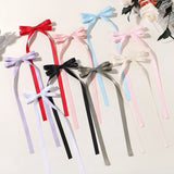 Lianfudai 2pcs Ins Style Ribbon Bow Headband Long Tassel Hair Clip Women's Hair Accessories Girls Christmas Party Hair Accessories