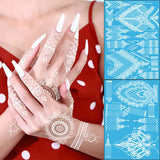 Lianfudai White Henna Tattoos for Women Lace Henna Design Stickers For Hand Body Art Tattoo Temporary Waterproof Fake Tatoo Hena