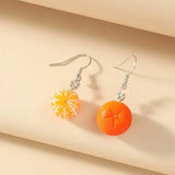 Lianfudai Fruit Drop Dangle Earrings for Teenagers Funny Orange Ear Rings Jewelry Gift for Women, Stainless Steel Plant Design