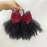 Lianfudai 2pcs/ Luxury Kids Hair Buns Kids Afro Puff Soft Like Natural Human Hair Hand Feel Marley Kinky Bulk for Hair Girl with Elastic