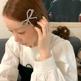 Lianfudai New Korean Fashion Women Pearl Hair Clips Pins Cute Girls Pearl Hairclip Bows Hairpin Metal Hair Clips Y2k Girl Hair Accessories