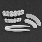 Lianfudai 18k Gold Plated CZ Small Single Tooth Hip Hop Grill Halloween Teeth Grillz Caps Set For Christmas Gift