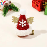 Lianfudai Christmas Deer Hairpin Girls Women Fashion Anlter Bow Hair Clip Red Cute Elk Hairpins Side Clip Plush Snowflake Hair Accessories