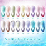 Lianfudai  Mint Green Color Cat Magnetic Gel Nail Polish Sparkle Glitter Gel Varnis Semi Permanent 10ml for Summer Manicure DIY