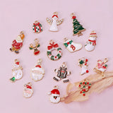 Lianfudai 10Pcs Enamel Christmas Charms Alloy Snowflakes Angel Pendants for Jewelry Making Necklace Earrings DIY Tree Decor Bracelet