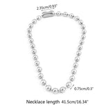 Lianfudai Women Choker Big Ball Punk Jewelry 7.5mm Alloy Bead Clavicle Chain Ball Necklace Link Necklaces for Men Girls Gift