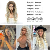 Lianfudai Long Fluffy Curly Wig for Women Ombre Orange Ginger Natural Wavy Hair Wig Ash Blonde Synthetic Loose Deep Wave Wig  Cosplay