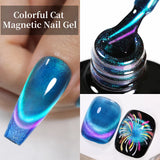 Lianfudai 7ML Ocean Blue Cat Magnetic Gel Nail Polish Sparkling Glimmer Gel Polish Semi Permanent UV Magnet Gel Varnish Nail Art