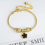 Lianfudai Jewelry 2024 Luxury new 5 leaf grass bracelet Women's wedding party bracelet Unique chain woven accessories