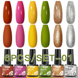 Lianfudai 6PCS/Set Nude Color Gel Nail Polish Set 150 Colors Glitter Semi Permanent UV Led Gel Varnish Soak Off Nail Gel Art Design